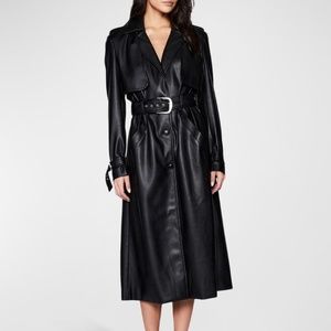 NWT $229 BARDOT Faux Leather Trench Coat in Black - Size Medium!